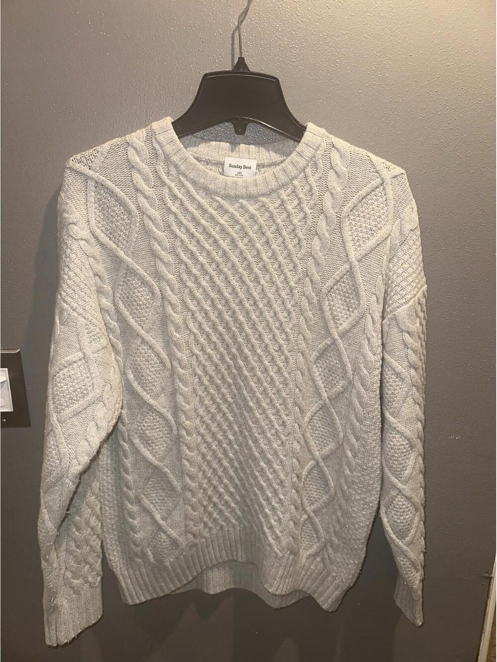 Aritzia Sunday Best Peggy Cable Knit Sweater - Cream 2XS
